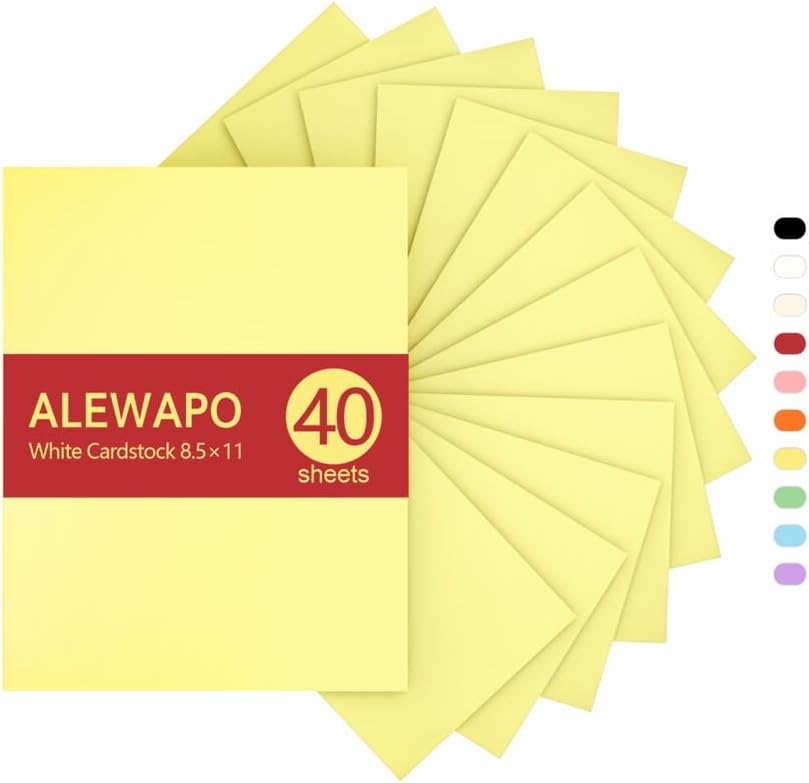 White Cardstock 8.5 x 11, 40 Sheets Card Stock, 75 LB/200 GSM Thick Copy Paper, Cardstock Printer Paper for School & Office Supplies, Art, Watercolo, Craft, Drawing, Invitations, Menus, DIY Cards