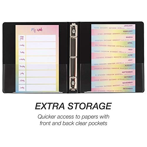 Samsill Economy 3 Ring Mini Binder, 1-Inch Round Ring Binder, Holds 100 Sheets, Black, 6 Pack (MP32300)