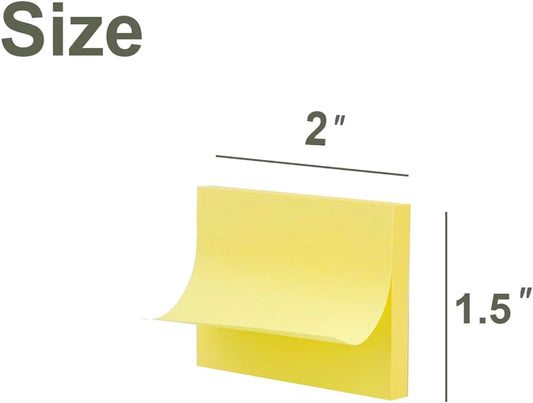 (50 Pads) Sticky Notes 1.5x2, Sticky Pads, Recyclable, Self-Stick Pads, Easy to Post for Home, Office, Notebook (Yellow)