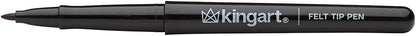 KINGART Studio Felt Tip Pens, 6 Black Ink Markers - 0.7mm Medium Point, Water-Based, Smear-Resistant Pens for Writing, Sketching, and Journaling.