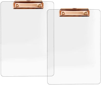JIARI 2 Pack Clear Acrylic Office Clipboard A4 Letter Size 8.6" x 12.2" (Gold)