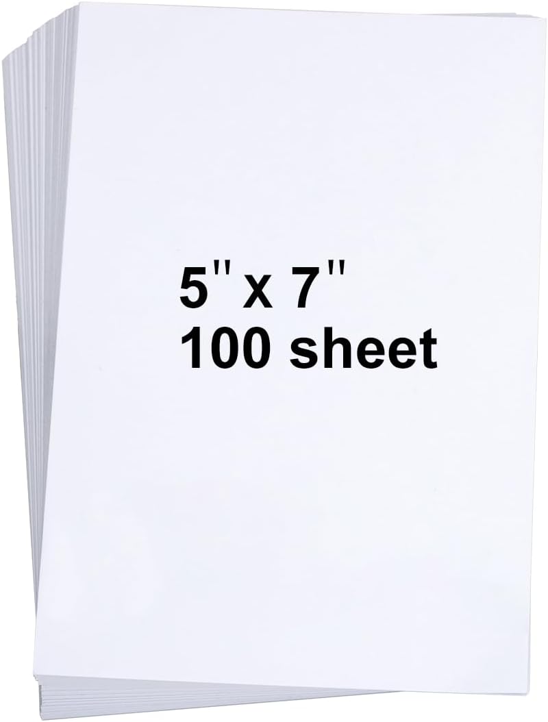 100 Pieces 5" x 7" White Cardstock, Heavyweight Cardstock Sheets Blank Invitation Paper Greeting Cards Printable, 74lb Cover 200 GSM/White