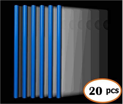 Plastic File Folder 10mm Sliding Bar Report Covers, 18C, 40 Sheet Capacity, Transparent Resume Presentation File Folders Organizer Binder for A4 Size Paper, 20 Pcs