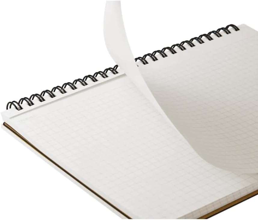 Maruman Mnemosyne Grid Notebook- Horizontal A5 Layout, 5.83" x 8.27", 70 Sheets / 140 Pages, 5mm Graph Paper Journal, Perforated Pages & Wire-Bound to Lay Flat, Black, Made in Japan