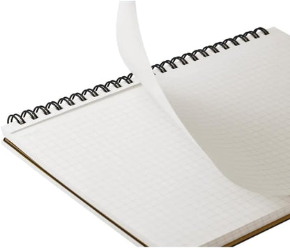 Maruman Mnemosyne Grid Notebook- Horizontal A5 Layout, 5.83" x 8.27", 70 Sheets / 140 Pages, 5mm Graph Paper Journal, Perforated Pages & Wire-Bound to Lay Flat, Black, Made in Japan