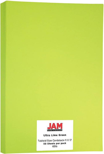 JAM PAPER Ledger Matte 24lb Paper - 90 gsm - 11 x 17 Tabloid - Yellow Recycled - 100 Sheets/Pack