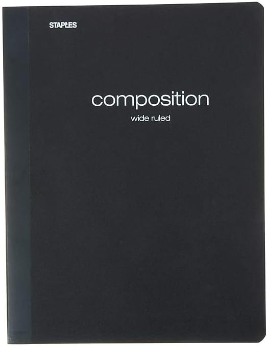 STAPLES Poly Composition Notebook, 9.75” x 7.5”, Wide Ruled, 70 Sheets, Assorted Colors