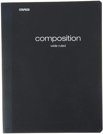 STAPLES Poly Composition Notebook, 9.75” x 7.5”, Wide Ruled, 70 Sheets, Assorted Colors