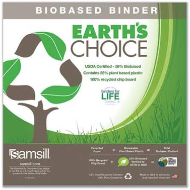 Samsill Plant-Based 3 Inch Durable D-Ring, View Binder, Eco-Friendly, USDA Certified Biobased, 4 Count, Pack of 1, Boho Assortment