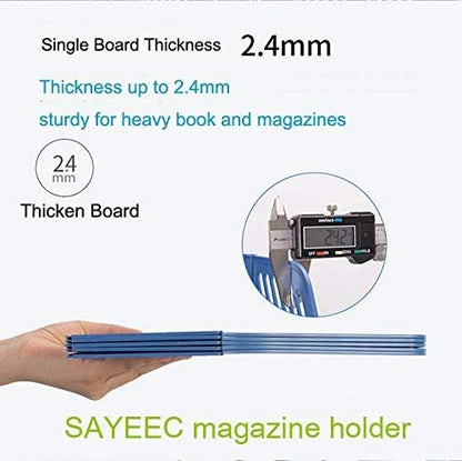 SAYEEC Desktop Magazine Holder Desk File Organizer 4 Compartments Vertical File Dividers Book Holder Frames Document Cabinet Rack Storage Organizer Box for Home Office School Black