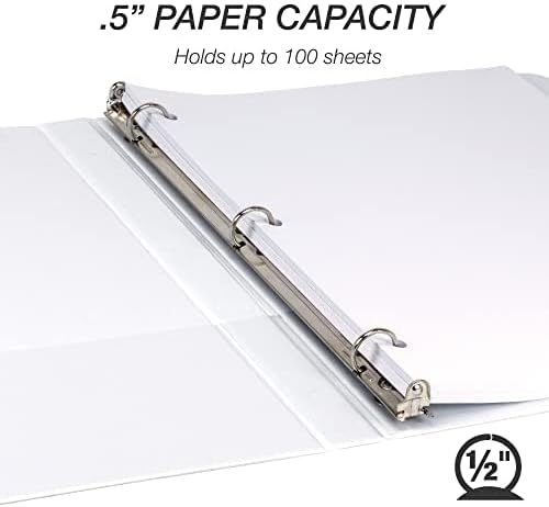 Samsill 1.5 Inch 3 Ring Binders, Economy Round Ring, Clear View Cover, 325 Sheet Capacity - for School, Home, Office - White, 4 Pack