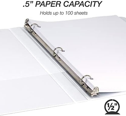 Samsill 1.5 Inch 3 Ring Binders, Economy Round Ring, Clear View Cover, 325 Sheet Capacity - for School, Home, Office - White, 4 Pack