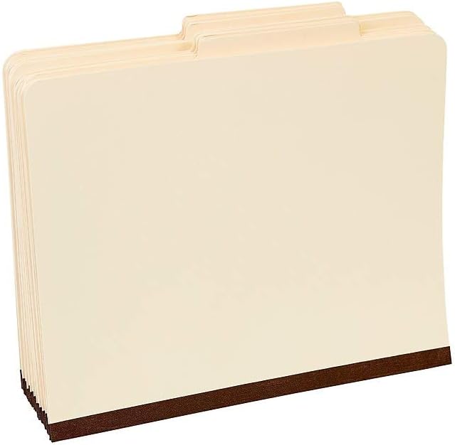 Staples Paperboard Classification Folder, Letter Size, 2 Dividers, 2/5‑Cut Top Tab, Manila, Durable Construction, 10/Box