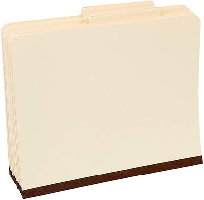 Staples Paperboard Classification Folder, Letter Size, 2 Dividers, 2/5‑Cut Top Tab, Manila, Durable Construction, 10/Box
