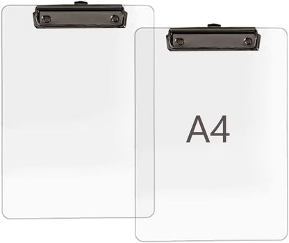 JIARI 2 Pack Clear Acrylic Office Clipboard A4 Letter Size 8.6" x 12.2" (Gold)