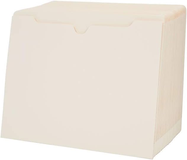 Staples Paper Stock File Jackets, Letter Size, 2‑Inch Expansion, Durable Manila Construction – 50/Box