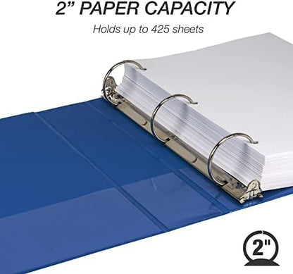 Samsill 1.5 Inch 3 Ring Binders, Economy Round Ring, Clear View Cover, 325 Sheet Capacity - for School, Home, Office - White, 4 Pack