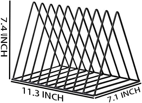 Rose Gold Metal Vinyl Record Holder,Vertical Record Player Holder,File Organizer for Desk,Desktop File Sorters,Paper Organizer and Record Holder Stand,Triangle Upright 9 Lattice Vinyl Rack Stand,1Pack