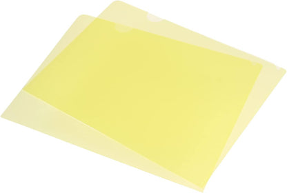 PATIKIL L Type Folders 12 Pack A4 Plastic File Project Pockets Clear Paper Document Jacket Sleeve for Office, Yellow