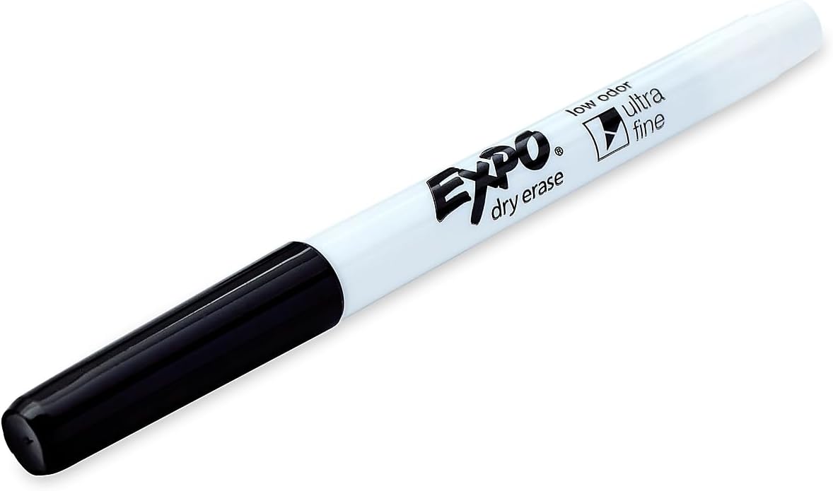 EXPO Dry Erase Markers, Low Odor Ink, Black, Ultra Fine Tip, 4 Count