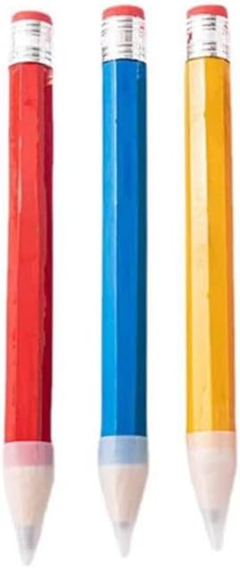 Ebonee 3 Pack Funny Big Pencil for Kid, Novelty Wooden Jumbo Pencils with Cap Eraser, 14 Inch Wood Large Giant Pencil DIY Woodworking for School Office Writing (Blue, Red, Yellow)