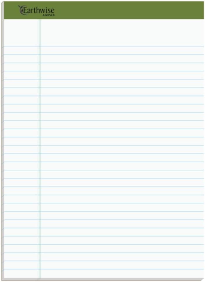 Earthwise by Ampad 40102 Recycled Writing Pad, 8 1/2 x 11 3/4, WE, 40 Sheets (Pack of 4)