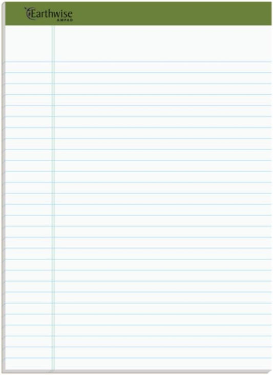 Earthwise by Ampad 40102 Recycled Writing Pad, 8 1/2 x 11 3/4, WE, 40 Sheets (Pack of 4)