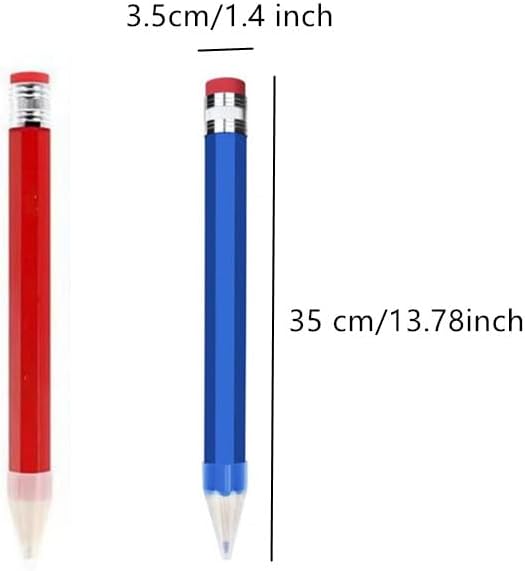 Ebonee 3 Pack Funny Big Pencil for Kid, Novelty Wooden Jumbo Pencils with Cap Eraser, 14 Inch Wood Large Giant Pencil DIY Woodworking for School Office Writing (Blue, Red, Yellow)