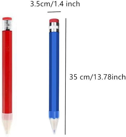 Ebonee 3 Pack Funny Big Pencil for Kid, Novelty Wooden Jumbo Pencils with Cap Eraser, 14 Inch Wood Large Giant Pencil DIY Woodworking for School Office Writing (Blue, Red, Yellow)