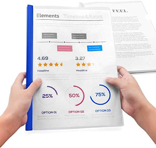 Plastic File Folder 10mm Sliding Bar Report Covers, 18C, 40 Sheet Capacity, Transparent Resume Presentation File Folders Organizer Binder for A4 Size Paper, 20 Pcs