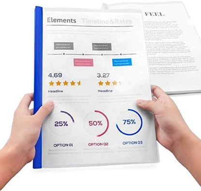 Plastic File Folder 10mm Sliding Bar Report Covers, 18C, 40 Sheet Capacity, Transparent Resume Presentation File Folders Organizer Binder for A4 Size Paper, 20 Pcs