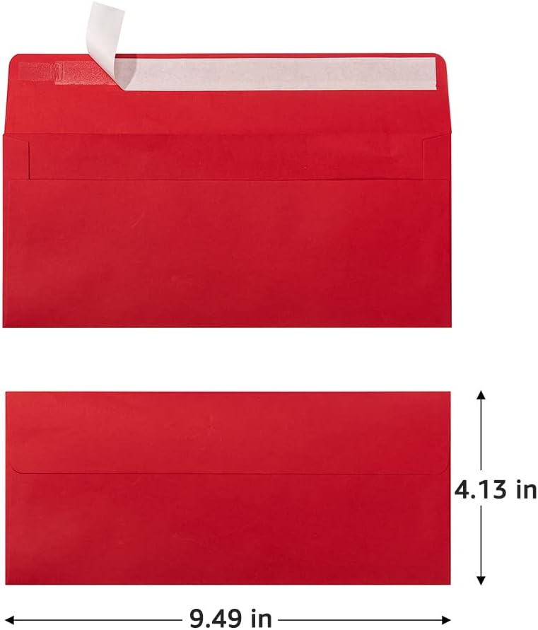 100 Pack Colorful #10 Business Envelopes Self Seal Standard Envelopes for Office Checks, Business, Letter Mailing Invoices, 4.13 x 9.49 Inches (Brown)