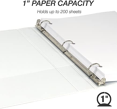 Samsill 1.5 Inch 3 Ring Binders, Economy Round Ring, Clear View Cover, 325 Sheet Capacity - for School, Home, Office - White, 4 Pack