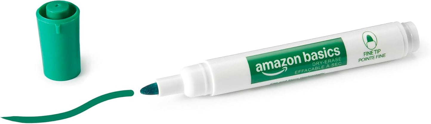 Amazon Basics Low-Odor Dry Erase Whiteboard Markers, Fine Tip, Quick-Dry, Black, 36-Pack