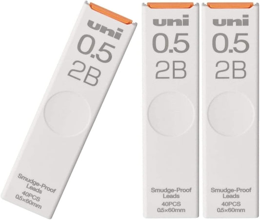 Uni Japan, Uni Mechanical Pencil Core Lead Refill Smudge-Proof 0.5 2B Sliding Case UL-S-0.5-402B 3 Packs 120pcs With Kanji LOVE Sticker