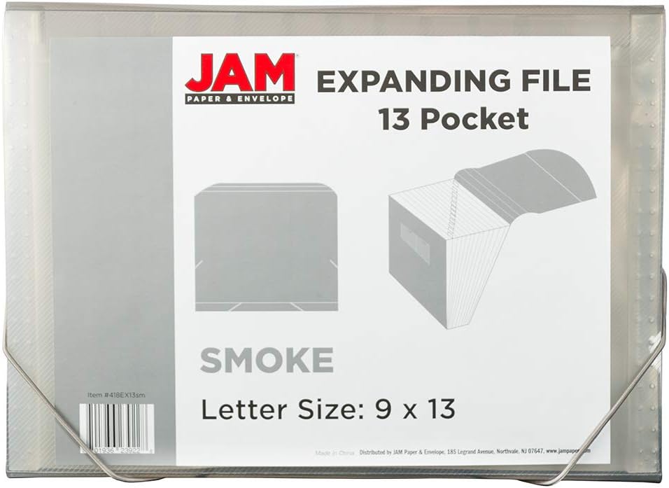 JAM Paper Accordion Folders - 13 Pocket Plastic Expanding File - Legal Size - 10 x 15 - Red - Sold Individually