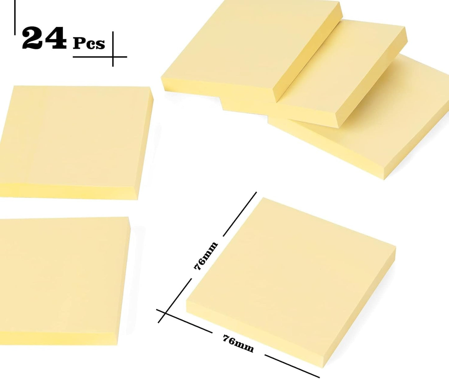 (24 Pads) Sticky Notes 3 x 3in,2400 pcs Yellow Self-Stick Notes,100 Sheets/Pad Post Pads,Clean Removal,Super Sticky Pads Easy to Post Recyclable for Office,Shool,Home,Notebook,Meeting