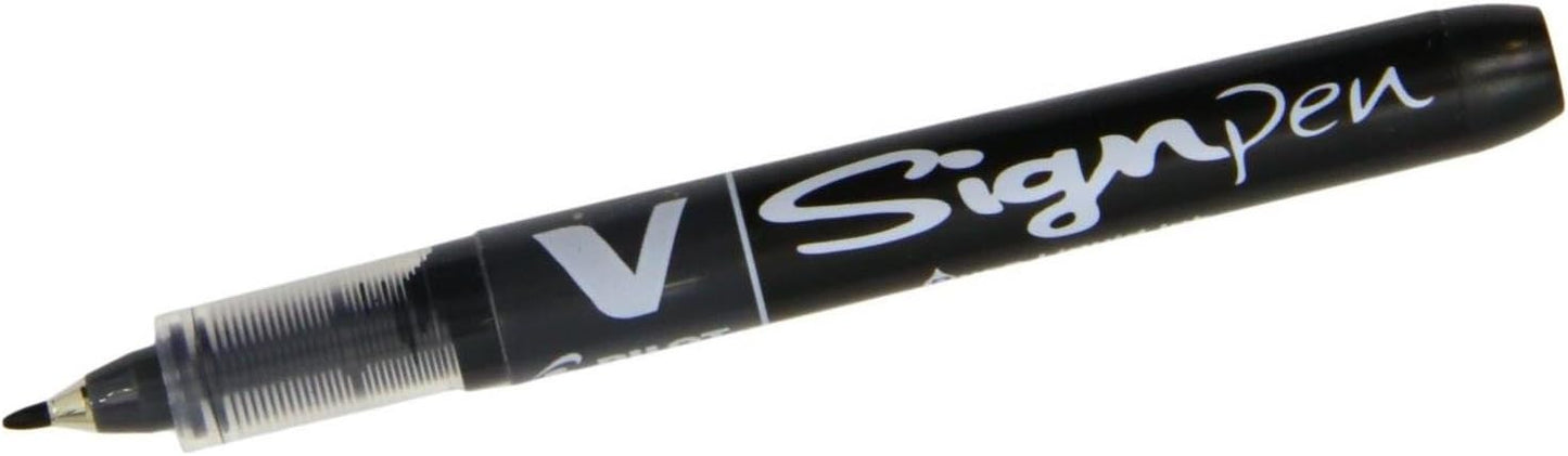 Pilot roller-ball V Sign Pen Liquid Ink 2.0 mm Tip - Black, Box of 12
