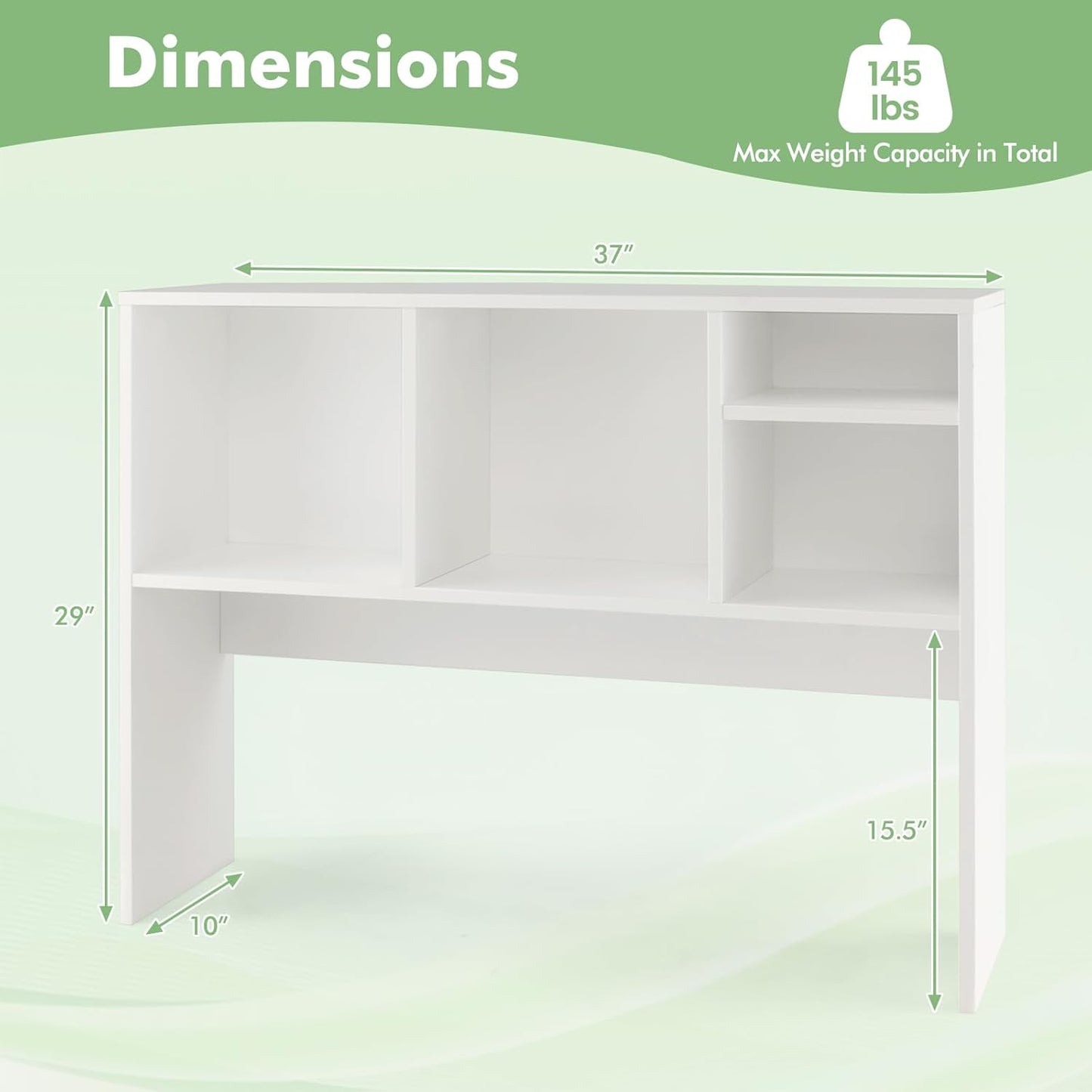 Tangkula Desktop Bookshelf, Countertop Storage Hutch with 5 Shelves for Computer Desk, Desk 3-Tier Display Rack, Multipurpose Wood Desktop Hutch Storage Organizer for Dorm Office Home