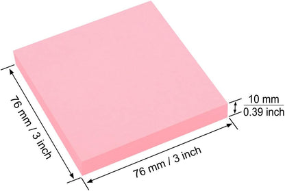 ZCZN 400 Sheets Pop-up Sticky Notes, 3 x 3 Inches, 4 Pads Bright Color Self-Stick Notes, 100 Sheets/Pad, Pink