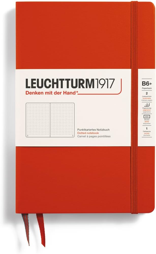 LEUCHTTURM1917 - Notebook Hardcover Paperback B6+ - 219 Numbered Pages for Writing and Journaling (Stone Blue, Ruled)