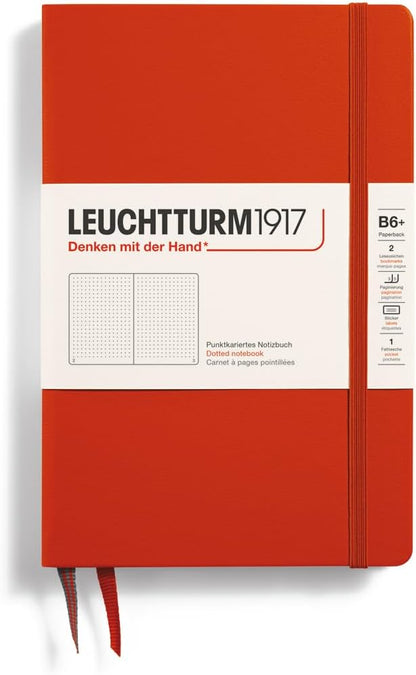 LEUCHTTURM1917 - Notebook Hardcover Paperback B6+ - 219 Numbered Pages for Writing and Journaling (Stone Blue, Ruled)