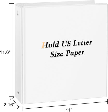 CIXILDTS 0.5-inch Round Ring Binder, Durable 1/2" 3 Ring Binder Fit Letter Size Paper, Presentation View Binders, White,12-Pack