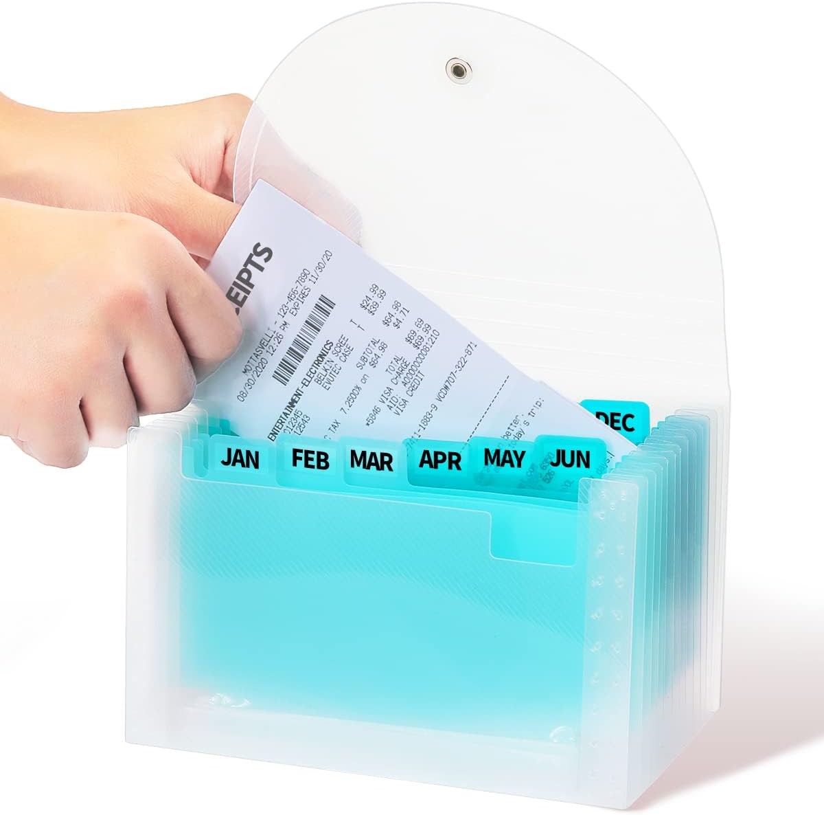 H4D Coupon Receipt Holder, 13 Pocket Accordion File Organizer, 7x4.5 Inches, Black