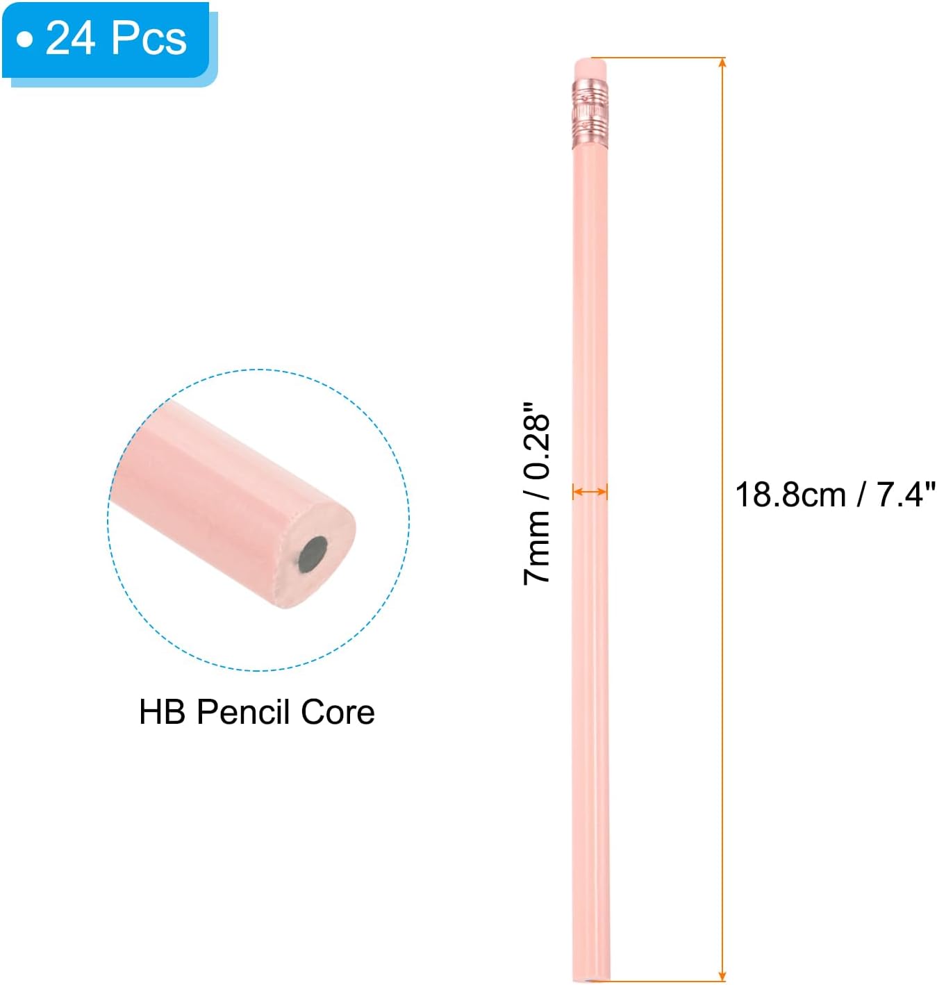 PATIKIL Round Pencils, 24 Pcs Triangle HB Graphite Pencil Wooden Pencils with Eraser for Classroom Office Writing Drawing Supplies, White