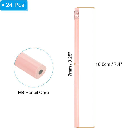 PATIKIL Round Pencils, 24 Pcs Triangle HB Graphite Pencil Wooden Pencils with Eraser for Classroom Office Writing Drawing Supplies, White