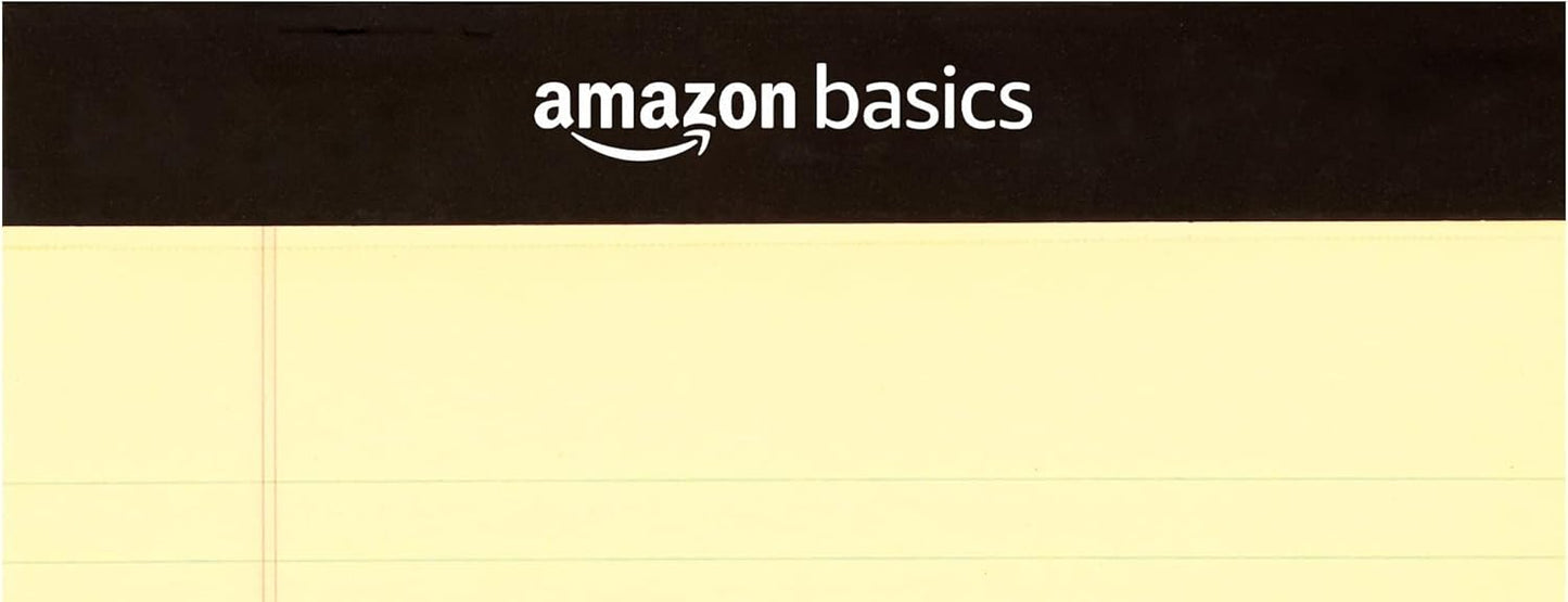 Amazon Basics 50-Sheet Narrow Ruled Lined Writing Note Pad, 5" x 8", 12-Pack, Canary, Perforated