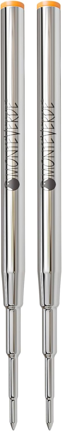 Monteverde USA Capless Ceramic Gel Refills to Fit Montblanc Ballpoint Pens, Fine Point Black Ink, Converts to Capless Rollerball, 2-Pack (M132BK)