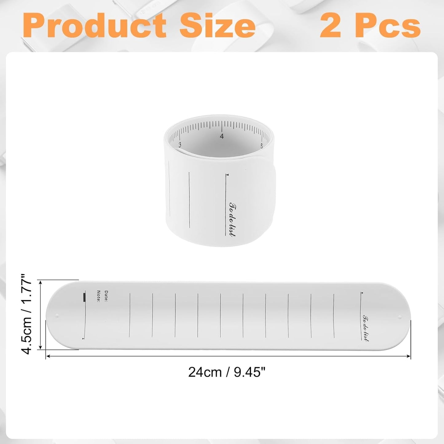 uxcell 2Pcs Writable Wrist Band, 9.45" x 1.18" Waterproof Slap Bracelet Reusable Writable Erasable to Do List Silicone Memo Wrist Bands for Planner Reminder (White)