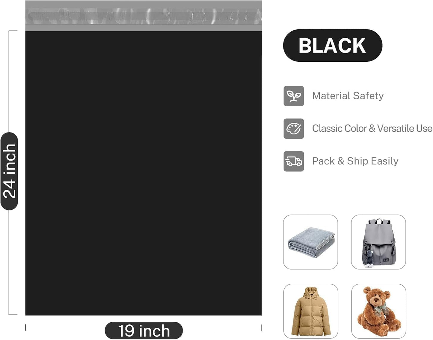 Metronic Poly Mailers 10x13 100 Pcs | Small Shipping Bags for Clothing | Mailing Bags for Small Business, Shipping Envelopes,Packing Bags in Black